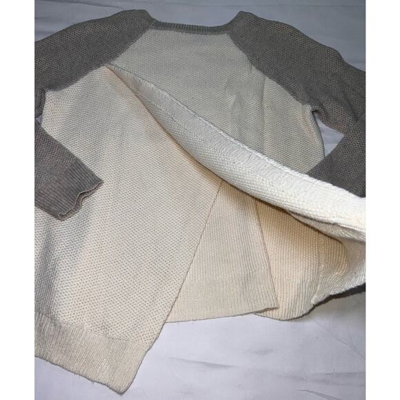 Madewell Province Sweater Womens Size S Cream/ Gray 2-tone Open Back Waffle Knit - Picture 14 of 14